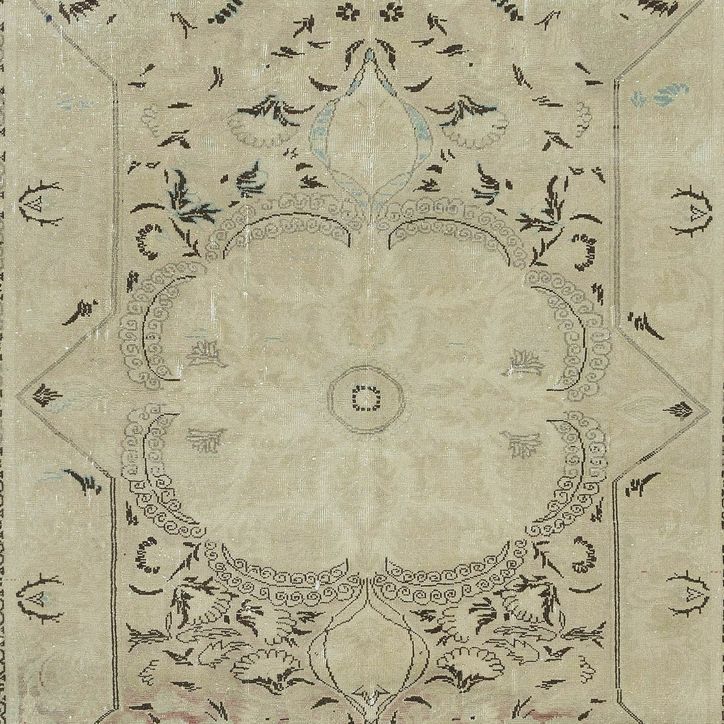 5x8 Ft Farmhouse Decor Vintage Handmade Rug In Beige, Sun Faded Anatolian Carpet photo 1105.0