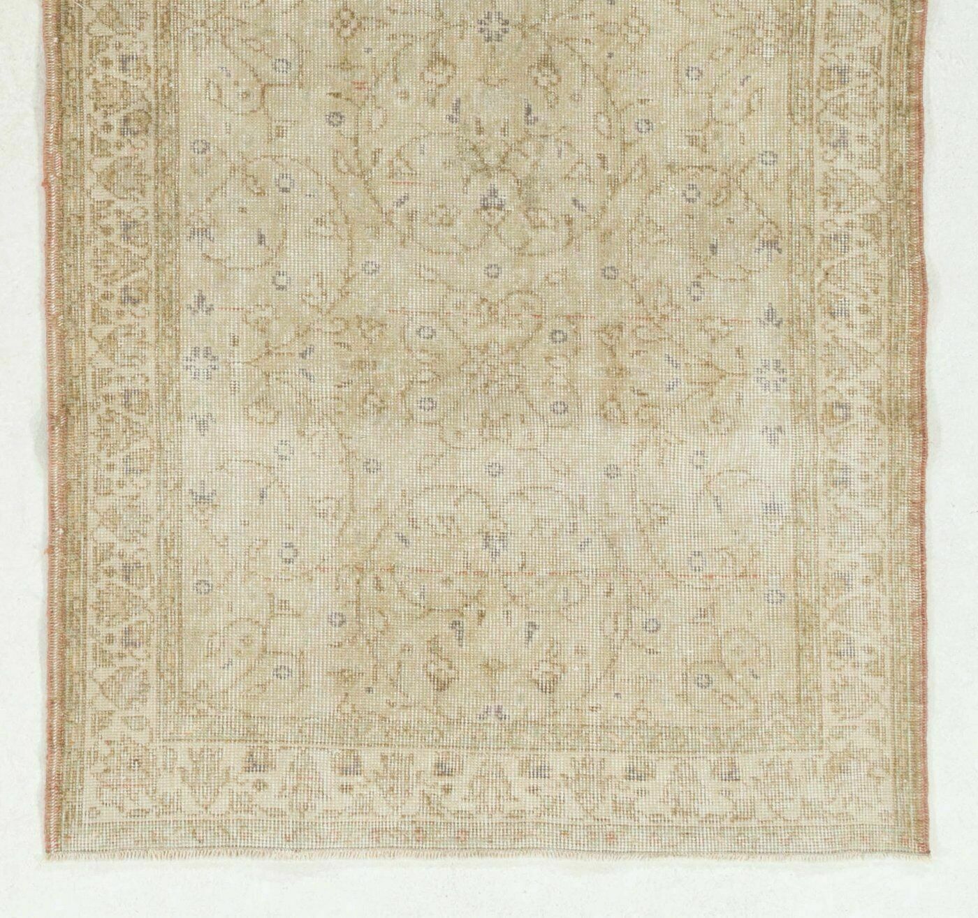 3.5x6.8 Ft Floral Patterned Hand Knotted Vintage Oushak Rug, Floor Covering photo for sale