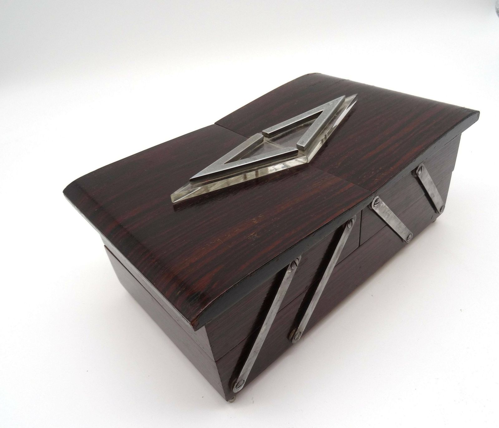 Rare Art Deco Modernist Avant Garde Bauhaus Rosewood Foldable Jewelry Box photo furniture