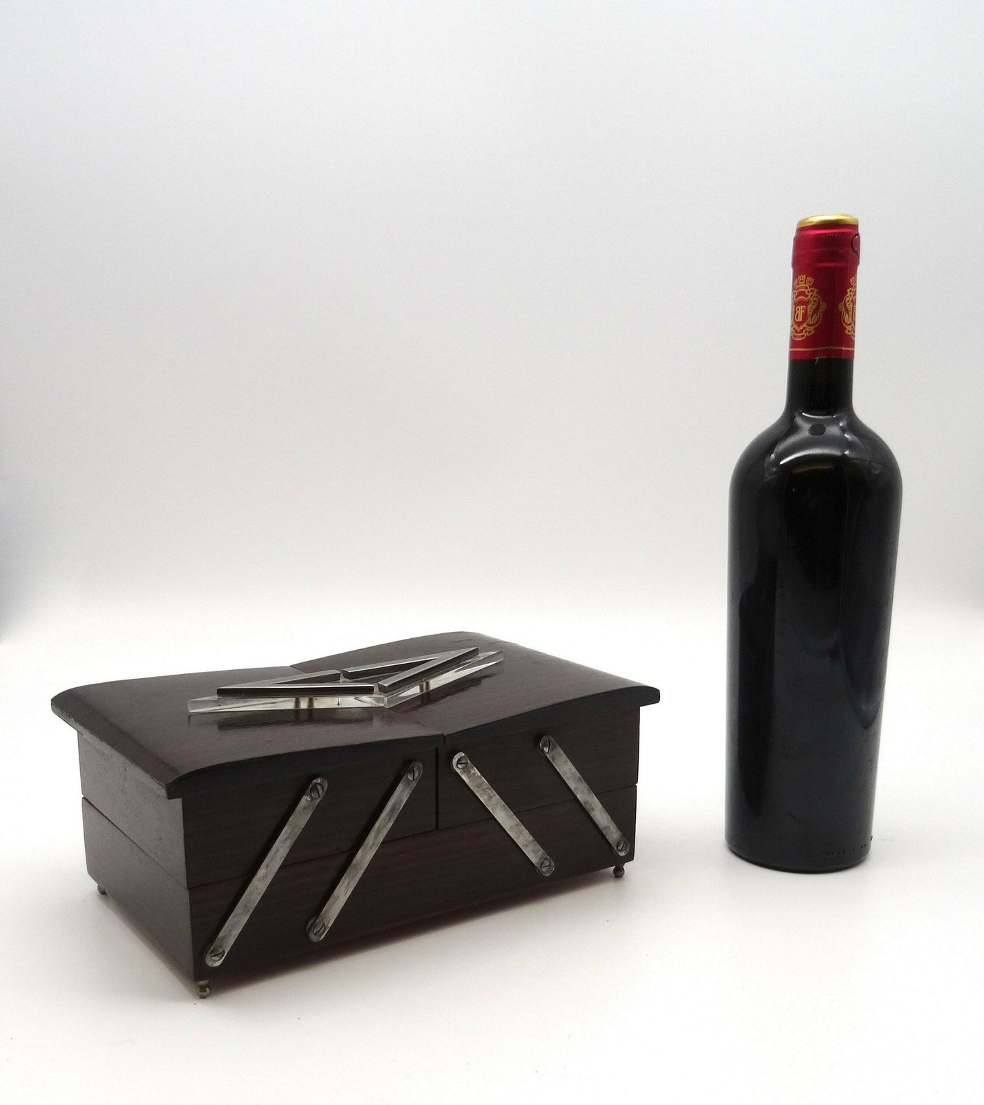 Rare Art Deco Modernist Avant Garde Bauhaus Rosewood Foldable Jewelry Box photo for sale