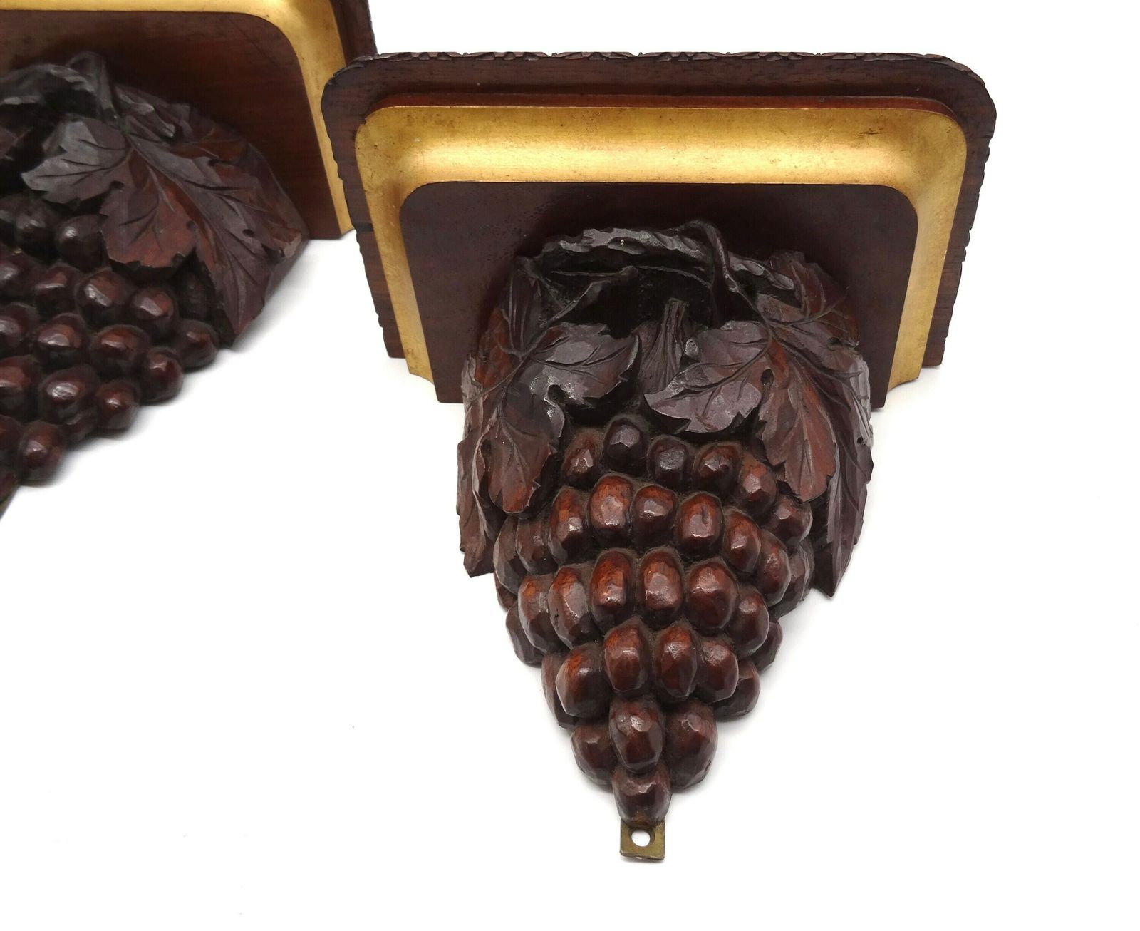 Beautiful Antique Wooden Grapes Pair Wall Racks Consoles France 1890 photo furniture