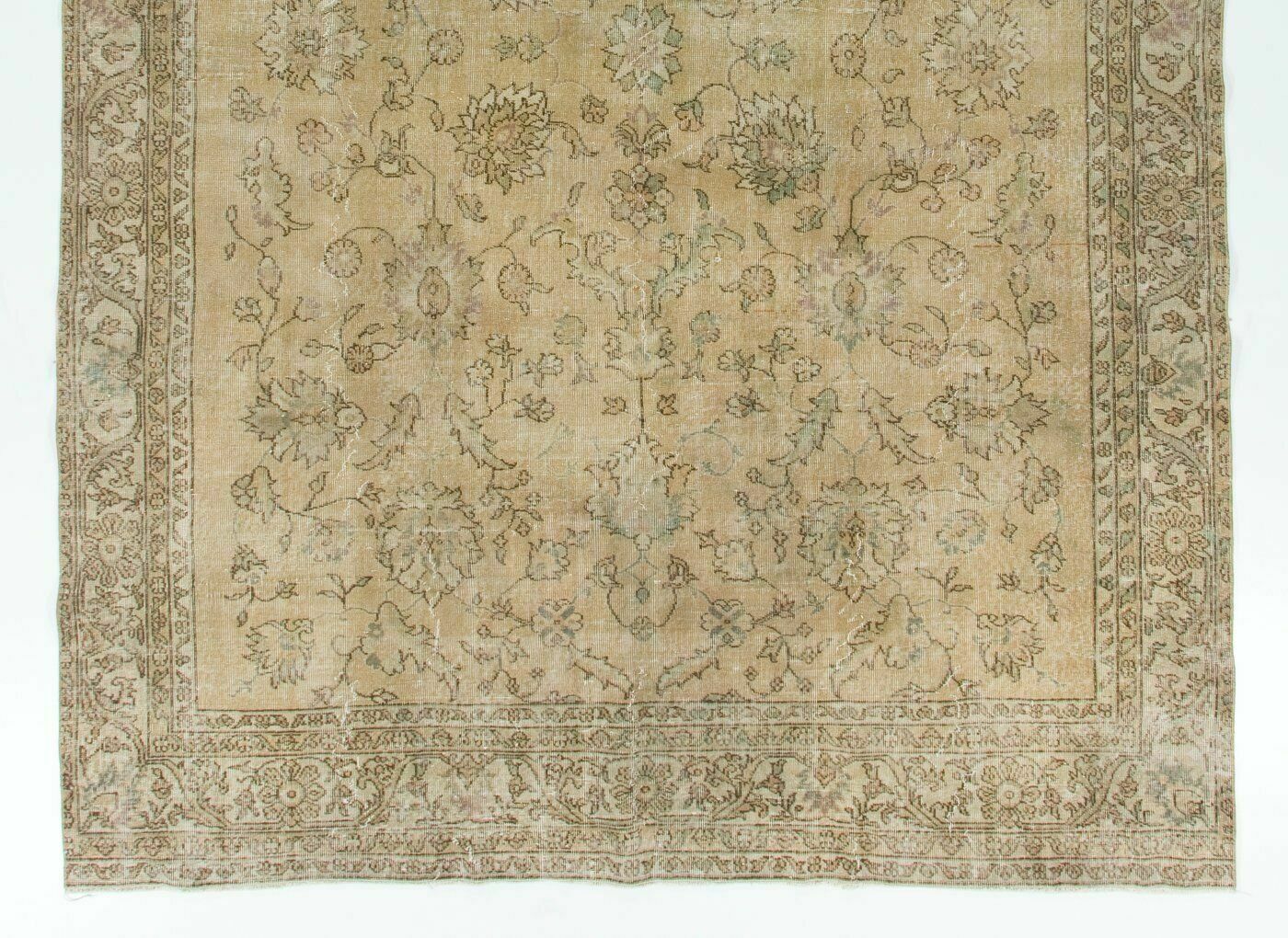 8x11.7 Ft Antique Washed Vintage Turkish Oushak Rug. Wool Carpet. Floor Covering photo for sale