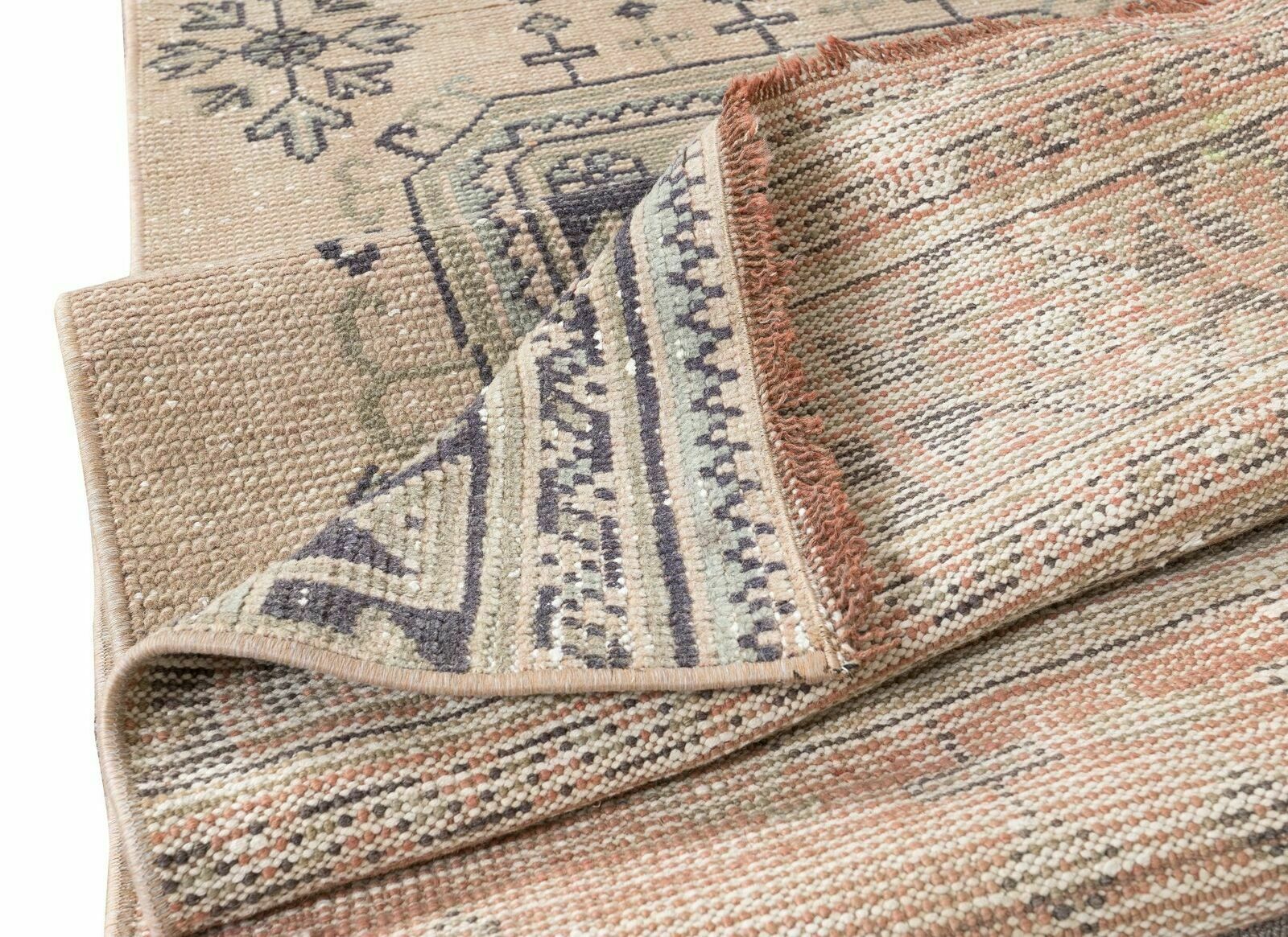 2.6x12.2 Ft One Of A Kind Turkish Runner, Ca 1960, Wool Handmade Rug For Hallway photo for sale