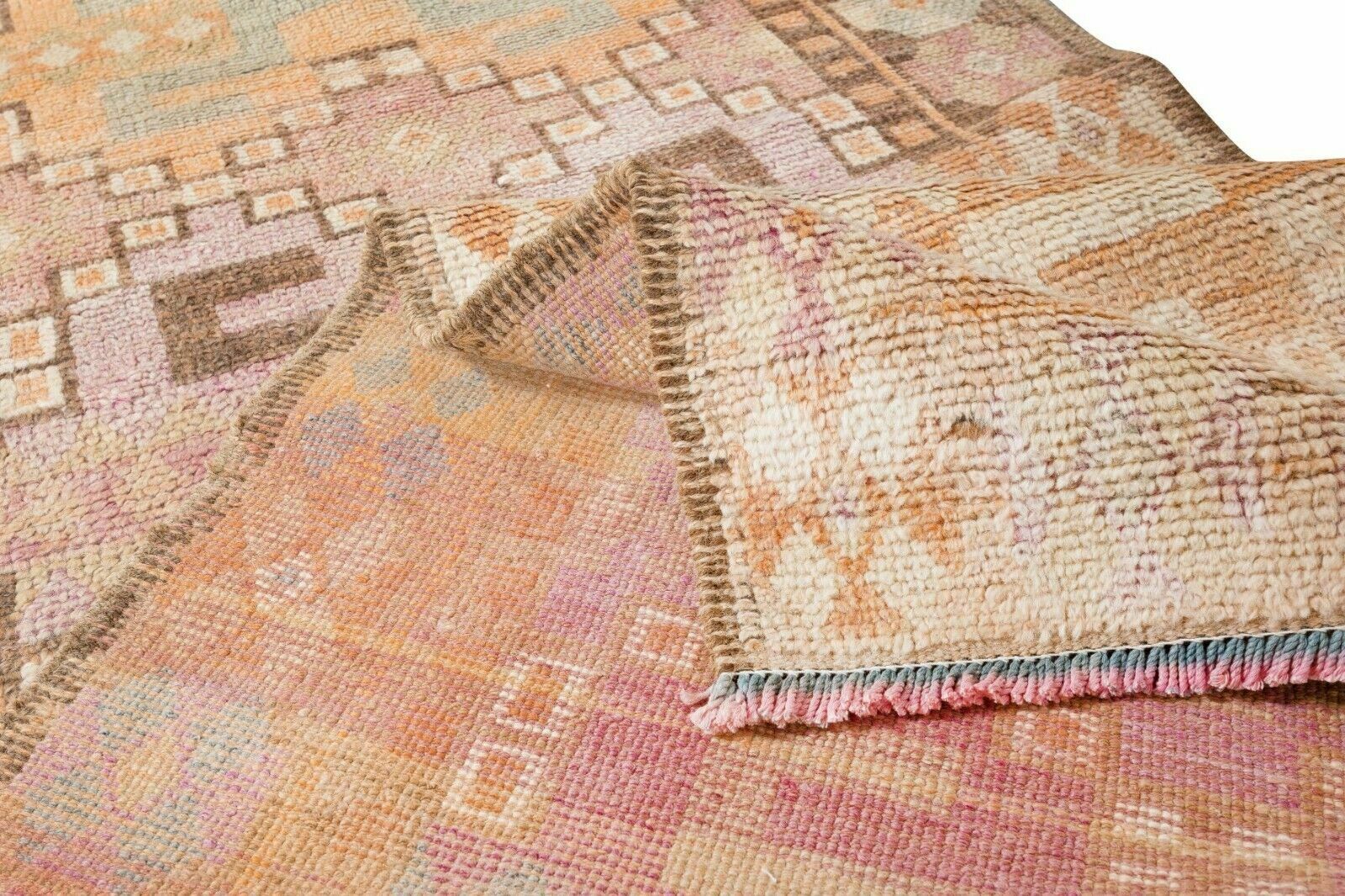 2.9x11.4 Ft Vintage Hand Knotted Anatolian Oushak Runner Rug For Hallway Decor photo for sale