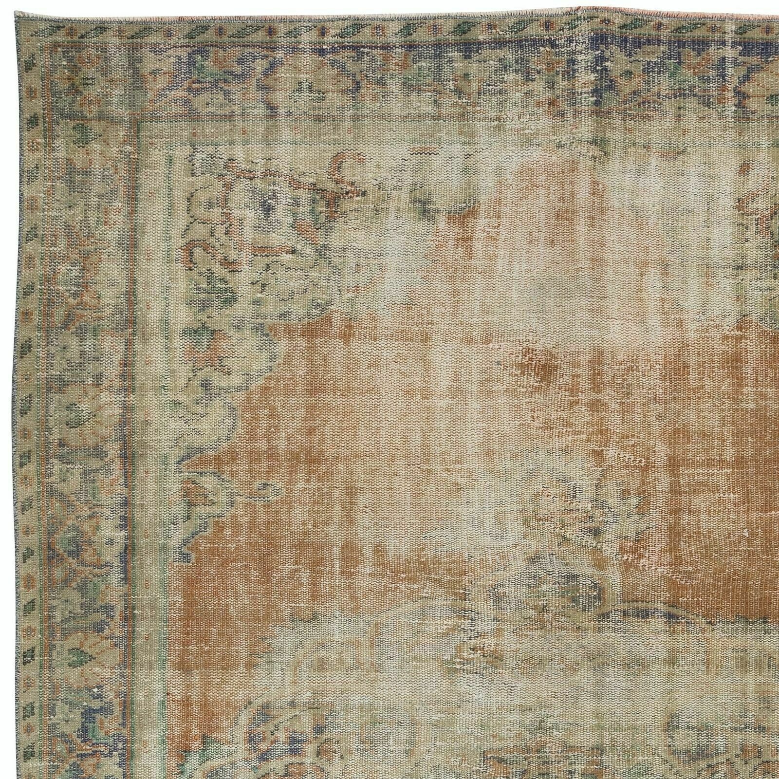 6x9.2 Ft Sun Faded Handmade Anatolian Oushak Rug, 1950s Shabby Chic Wool Carpet photo Textiles