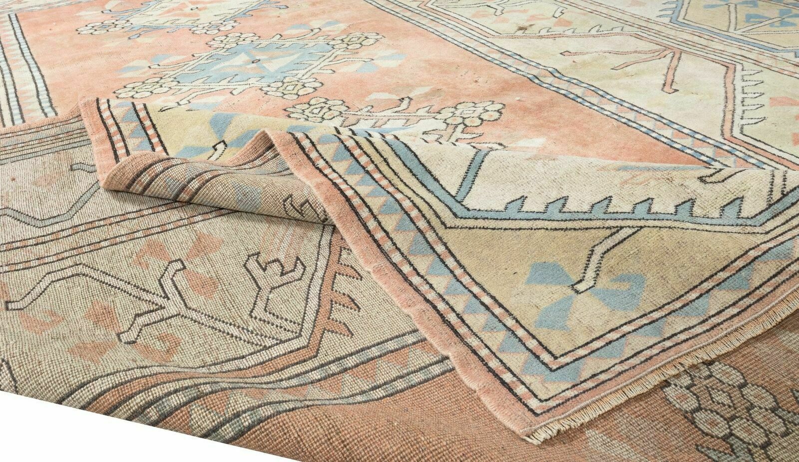 8.4x12 Ft Hand Knotted Vintage Large Wool Rug From Turkey / Milas, 100% Wool photo for sale