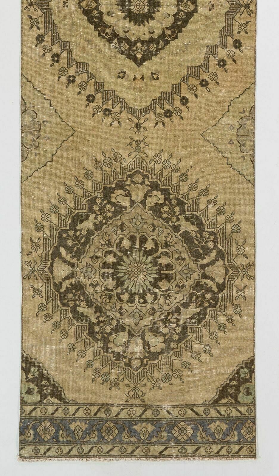 3.3x12.7 Ft Traditional Vintage Anatolian Oushak Runner Rug For Hallway photo for sale