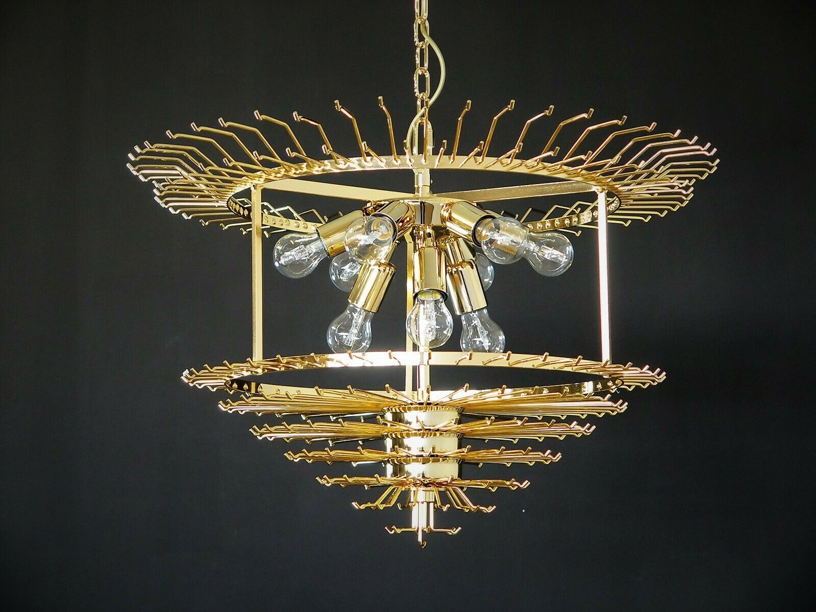 Modern Quadriedri Murano Glass Chandelier   265 Trasparent Prism   Gold Frame photo vinterior
