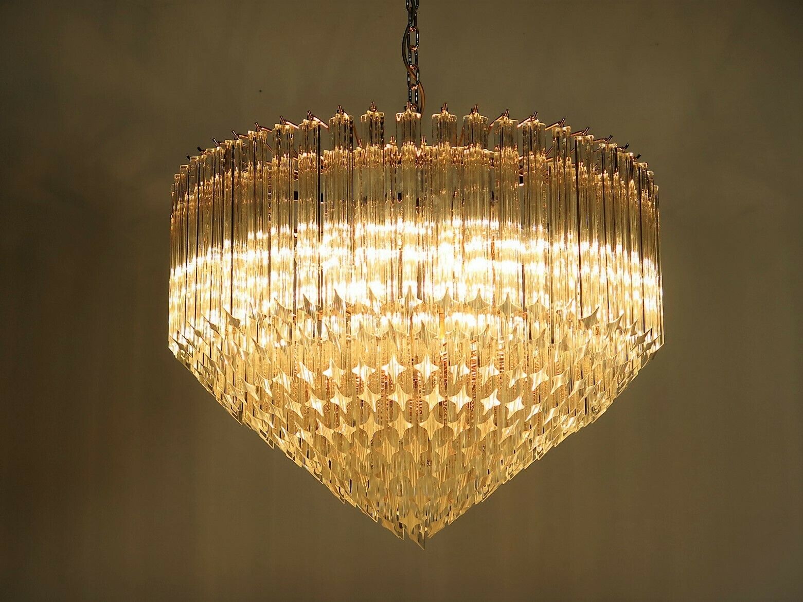 photo vinterior Modern Quadriedri Murano Glass Chandelier   265 Trasparent Prism   Gold Frame