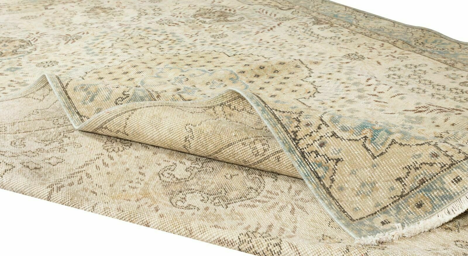 6.4x10.3 Ft Vintage Handmade Turkish Wool Area Rug With Medallion Design photo for sale