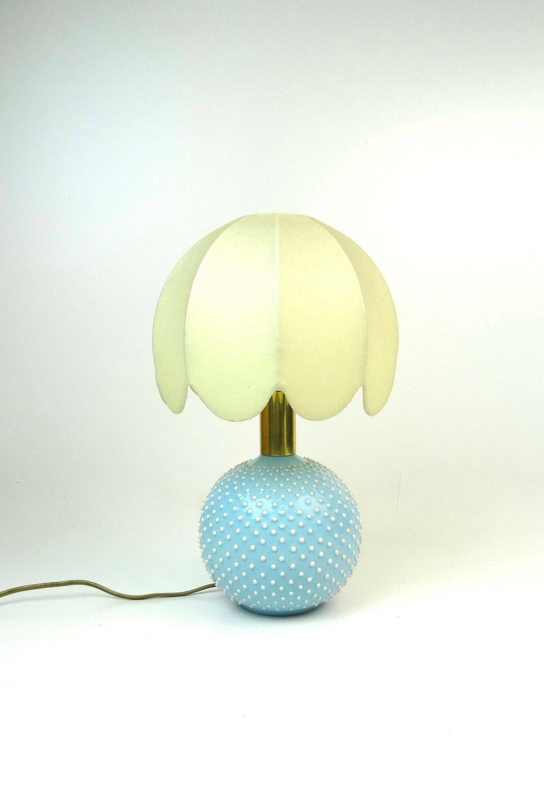 Rare Mid Century Polka Dot Ceramic Cocoon Shade Desk Lamp By Studio Paf Italy 1970