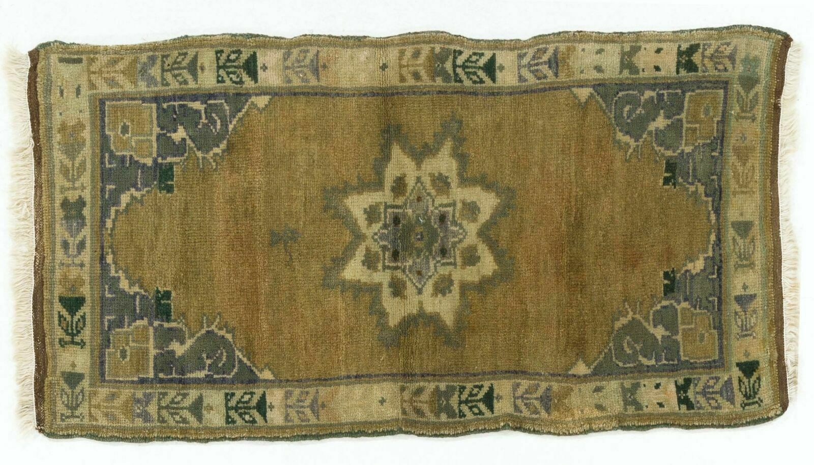 1.7x3.1 Ft Small Vintage Carpet. Handmade Turkish Village Accent Rug photo 145.0