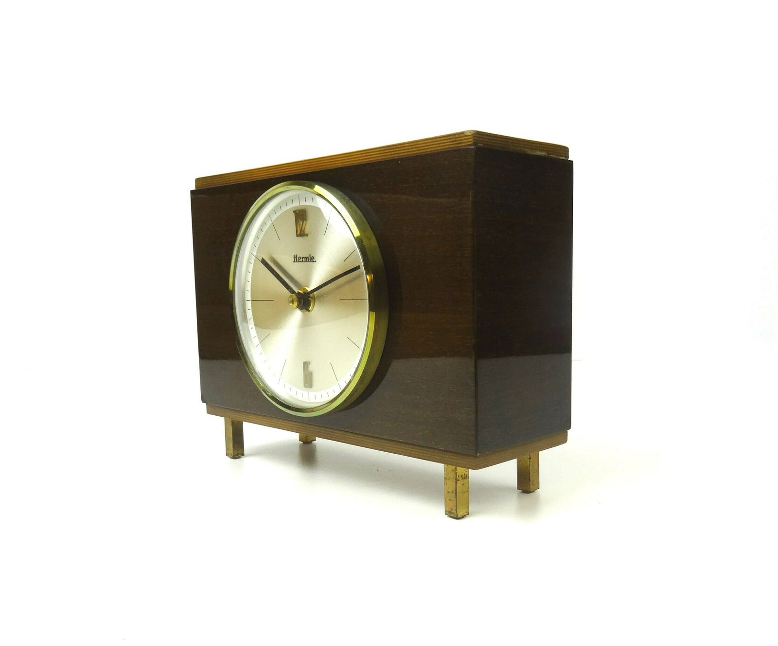 Beautiful Rare Mid Century 60s Teak Desk Clock By Hermle
