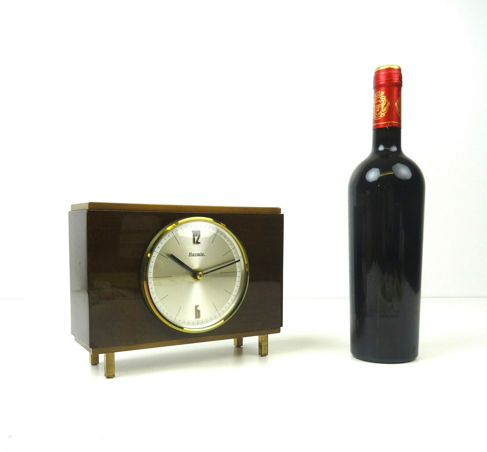 photo furniture Beautiful Rare Mid Century 60s Teak Desk Clock By Hermle