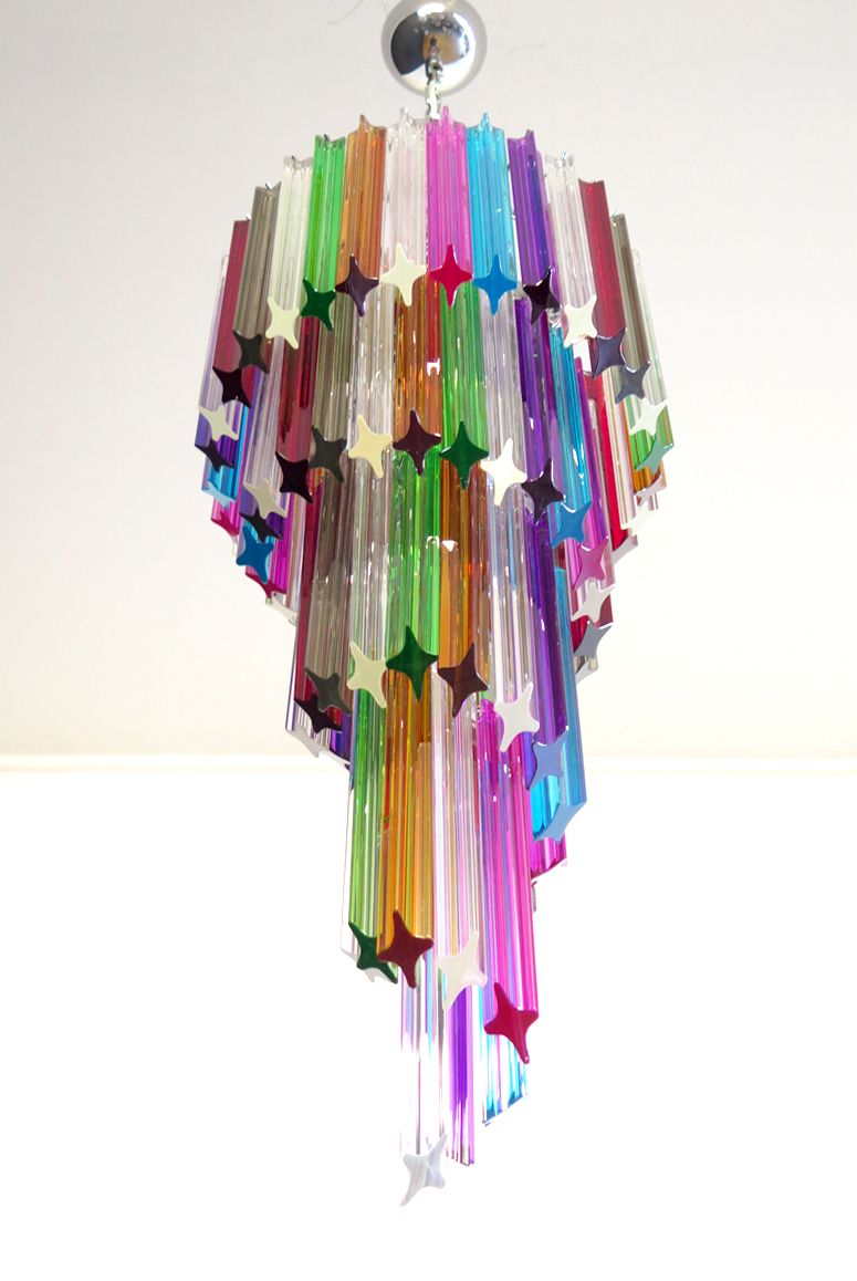Murano Chandelier Multicolor   86 Quadriedri Prism   Mariangela Model