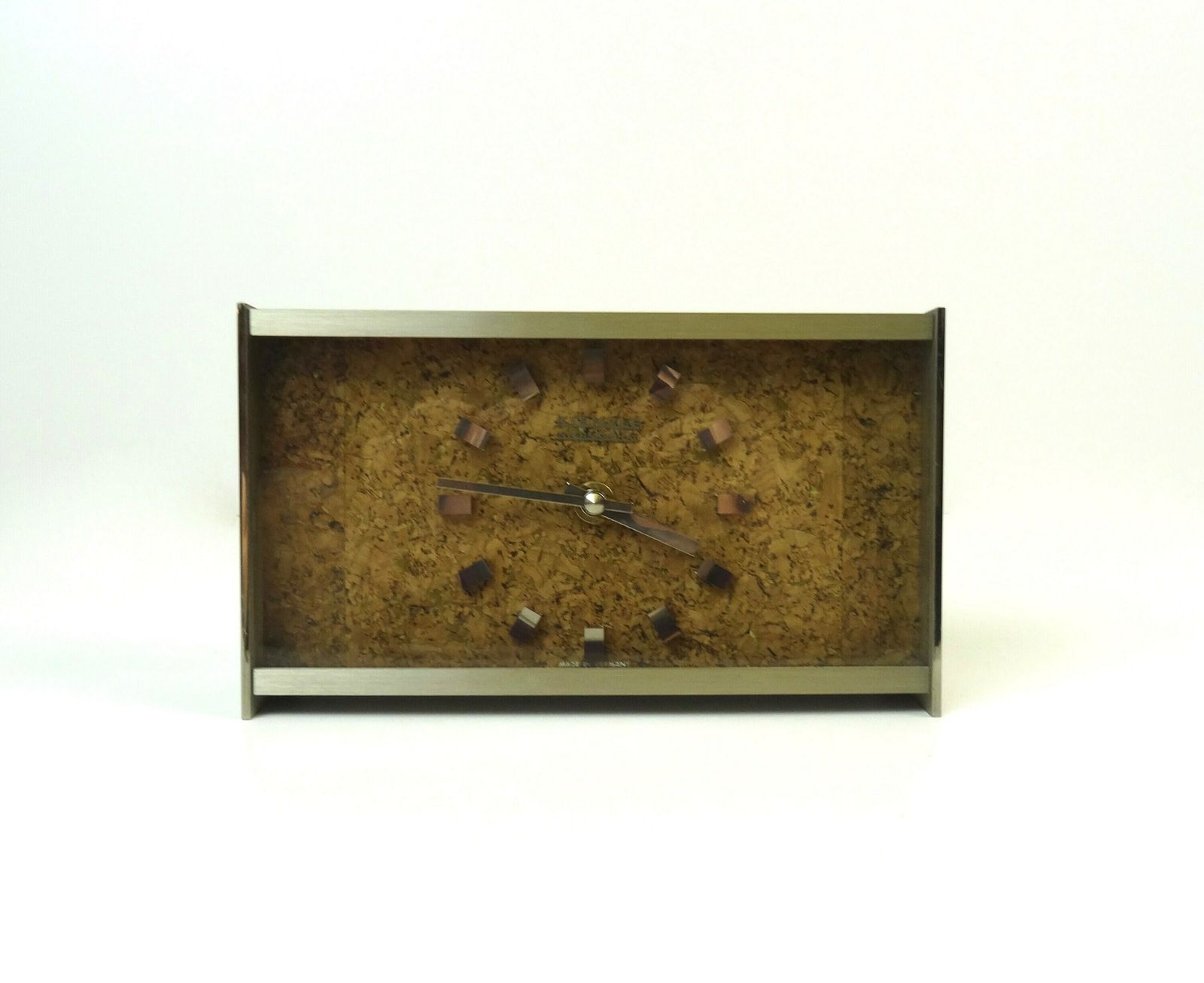 Rare Mid Century Cork Dial Desk Clock By Kienzle International photo for sale