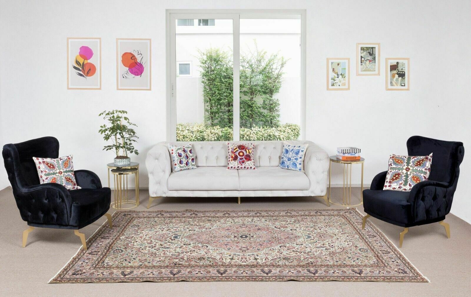 6.4x10.2 Ft One Of A Pair Handmade Turkish Wool Area Rug, Woolen Floor Covering photo furniture