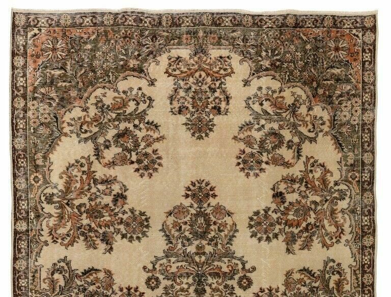 7x10 Ft Vintage Floral Design Central Anatolian Rug, Hand Knotted Wool Carpet photo furniture
