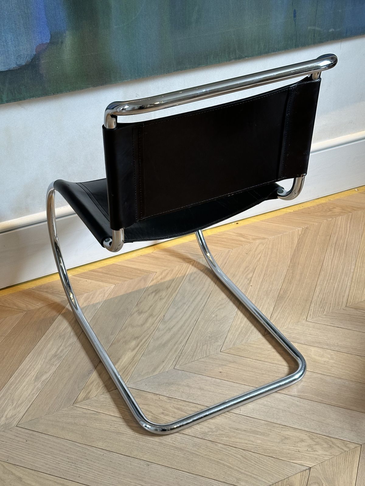 photo for sale Pair Of Vintage 1970s Mies Van Der Rohe Mr10 Cantilever Side/Dining Chairs By Thonet