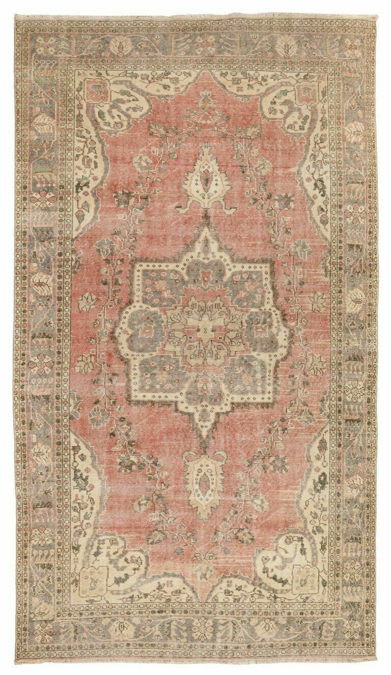 5.7x9.8 Ft Vintage Anatolian Village Area Rug, Woolen Hand Knotted Carpet
