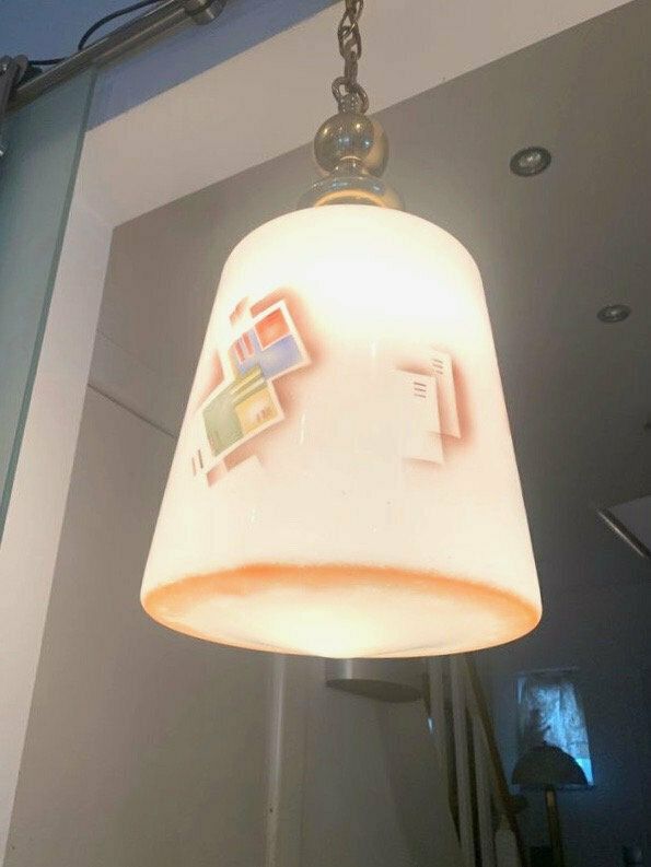 Rare Stunning Bauhaus Art Deco Suprematism Hanging Lamp Germany 1930 photo buy
