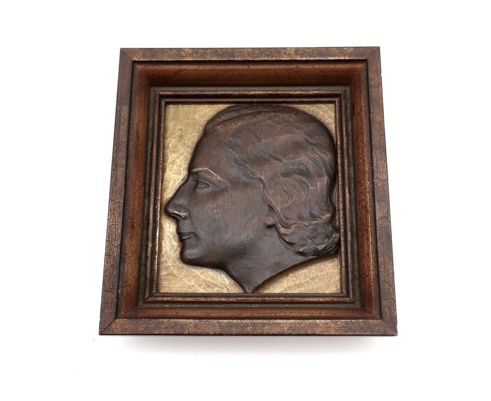 Rare Beautiful Art Deco Bronze Woman Head In Frame Portrait About 1920 photo 244.0