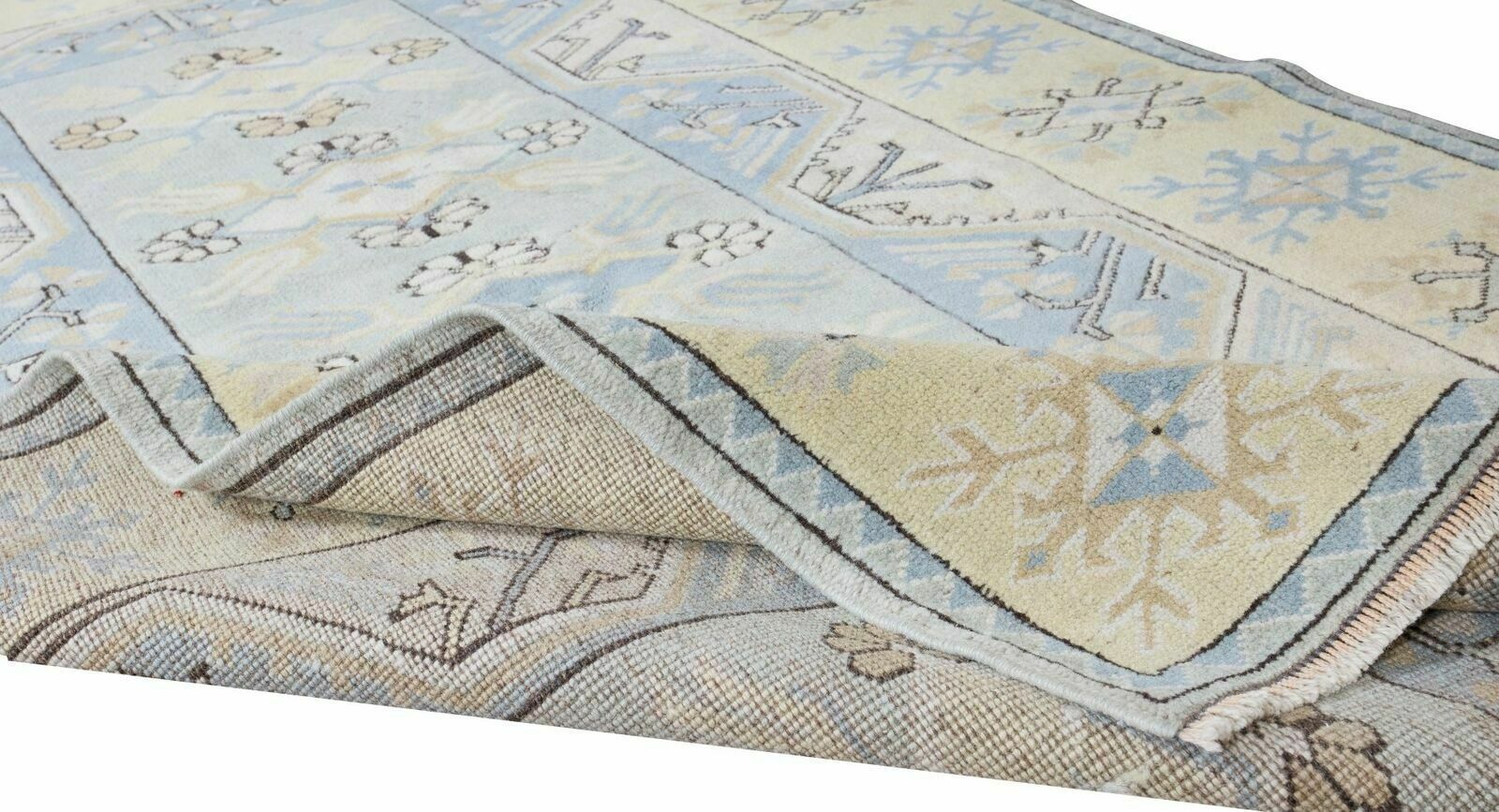 4x6.5 Ft Hand Knotted Vintage Turkish Milas Rug, 100% Wool photo for sale