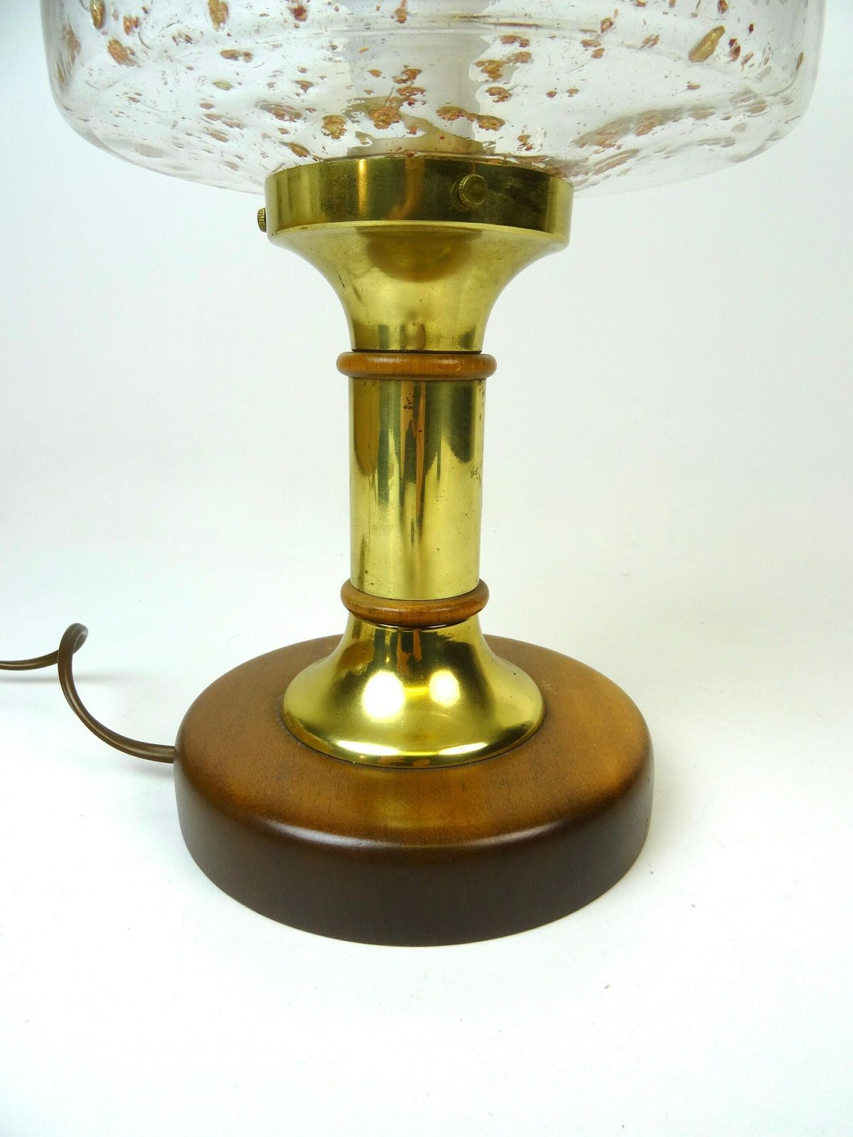 Beautiful Mid Century Teak Brass Glass Mushroom Desk Lamp By Temde photo buy