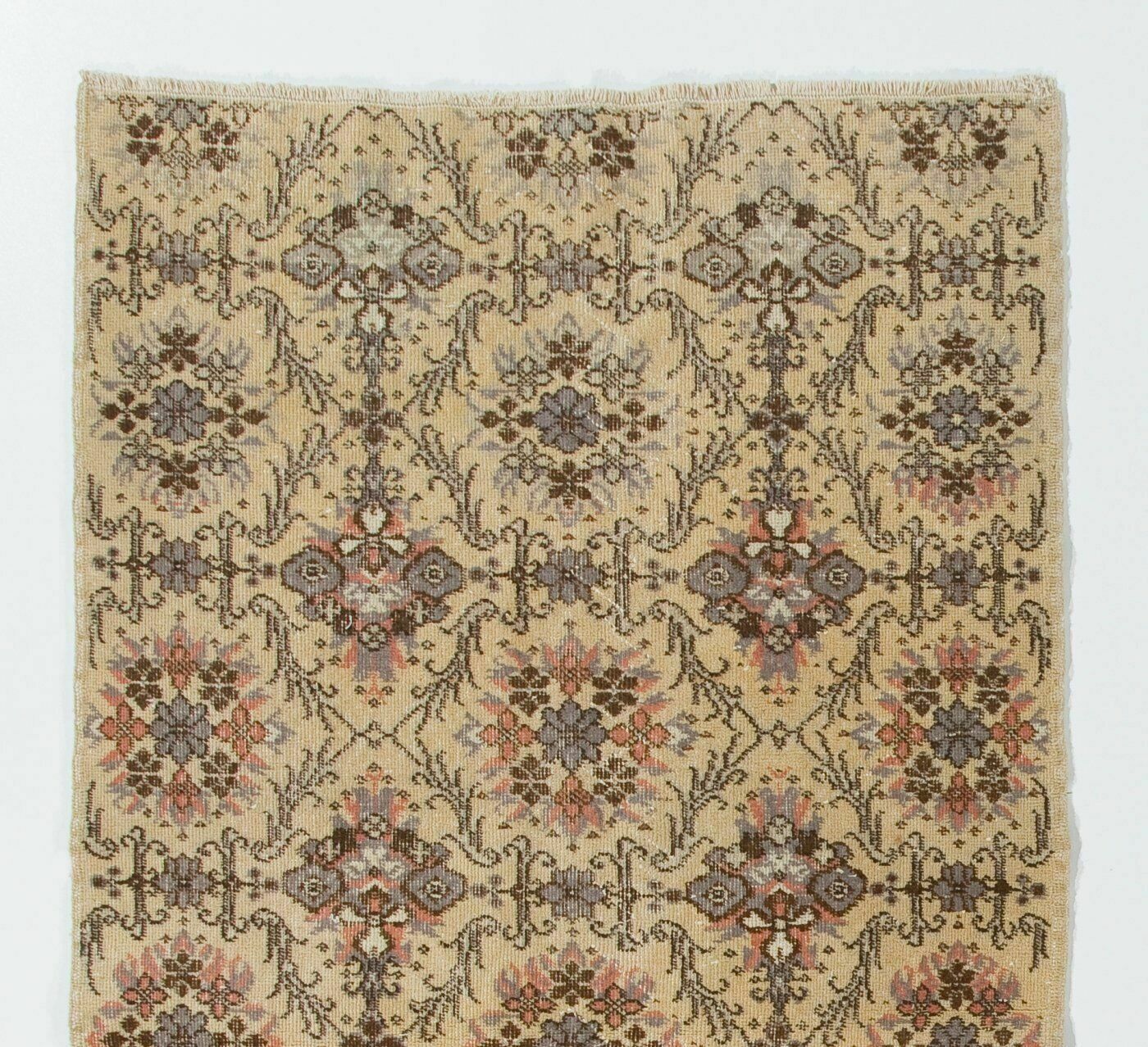 3.8x7.3 Ft Hand Knotted Vintage Floral Design Anatolian Rug photo furniture