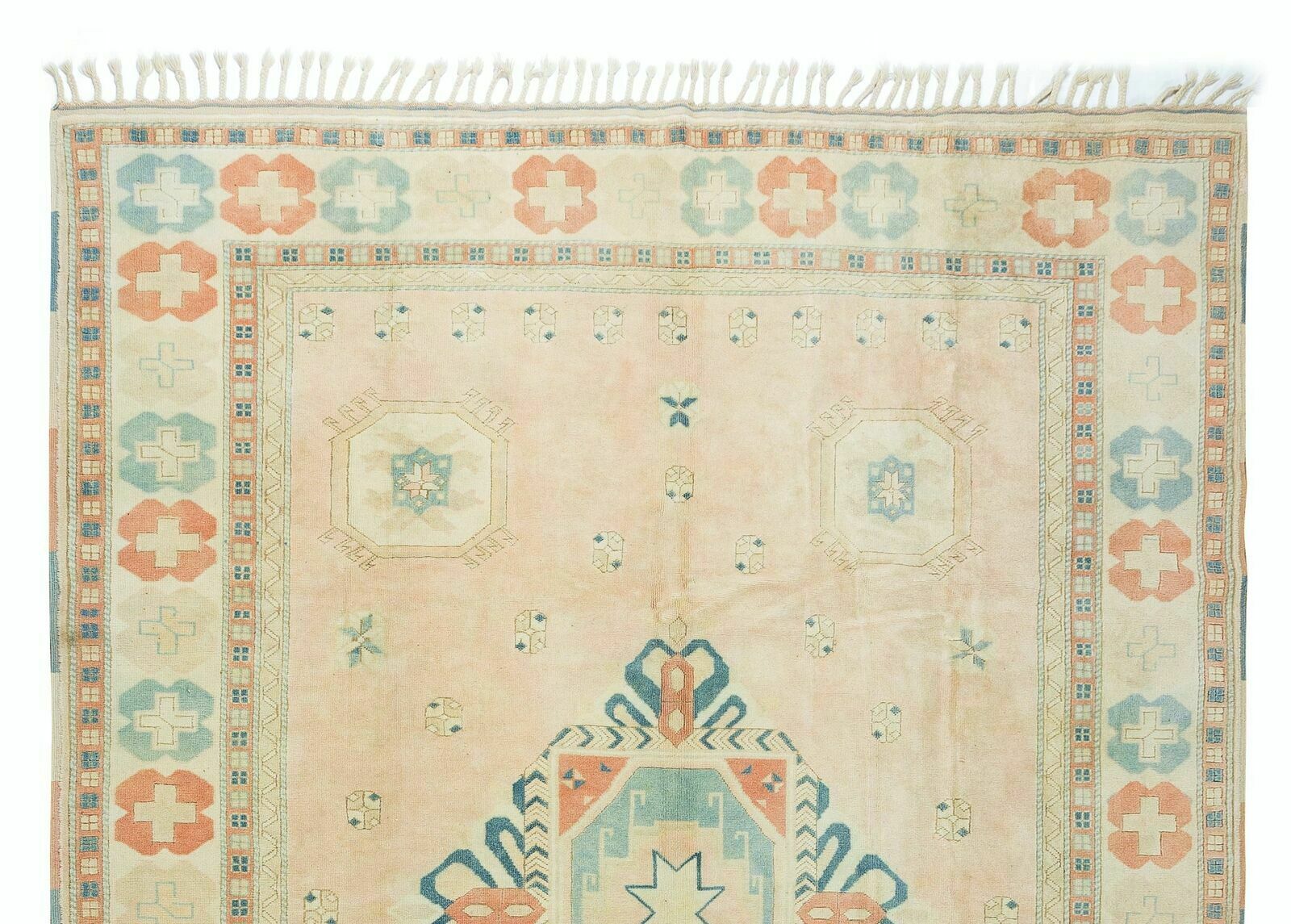 7.8x10 Ft Vintage Antique Washed Handmade Oushak Rug With Geometric Design photo Textiles