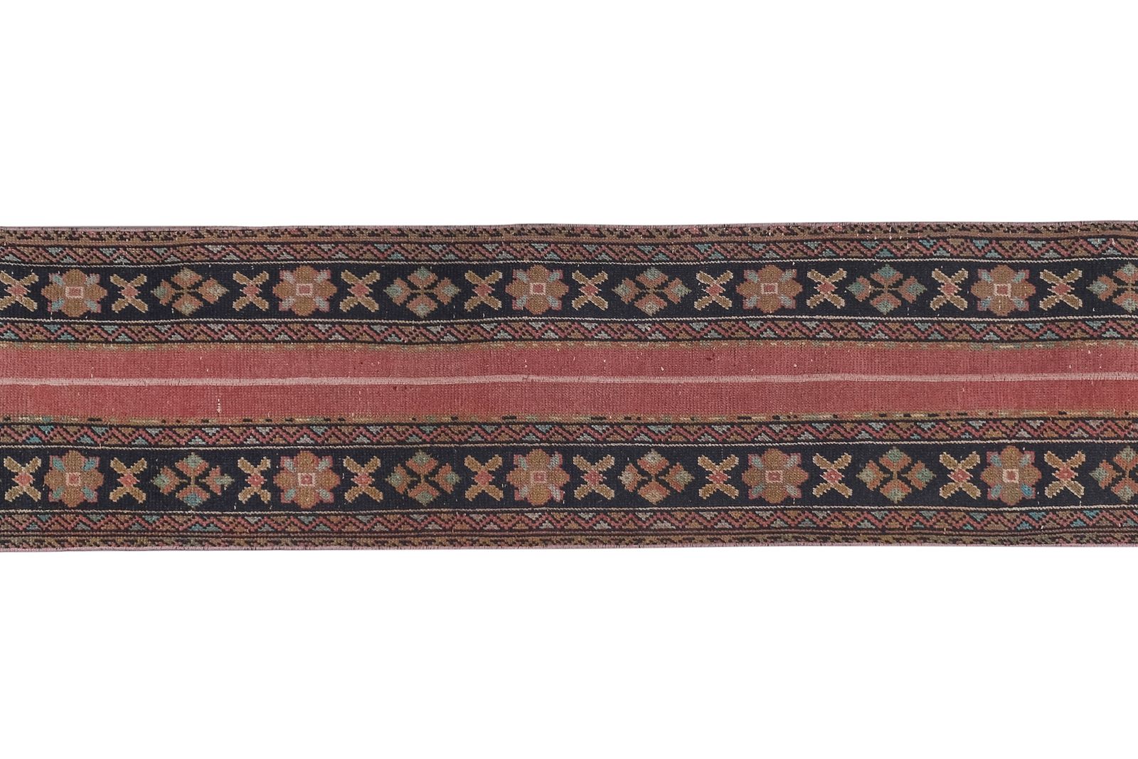 photo furniture Vintage Geometric Design Turkish Anatolian Runner Rug 2'' X 12'4''
