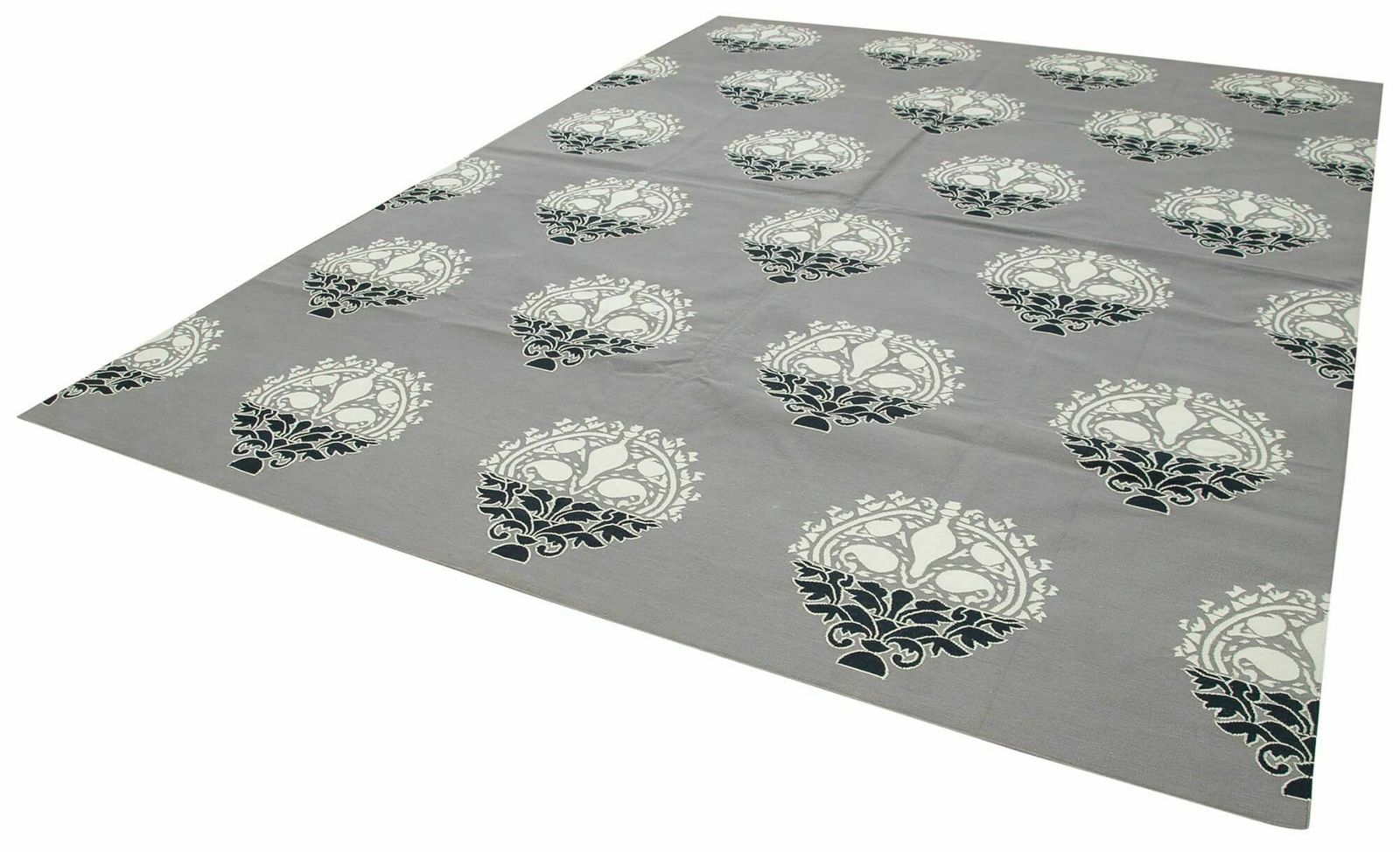 9x12 Grey Dhurrie Rug, Late 20th Century photo for sale