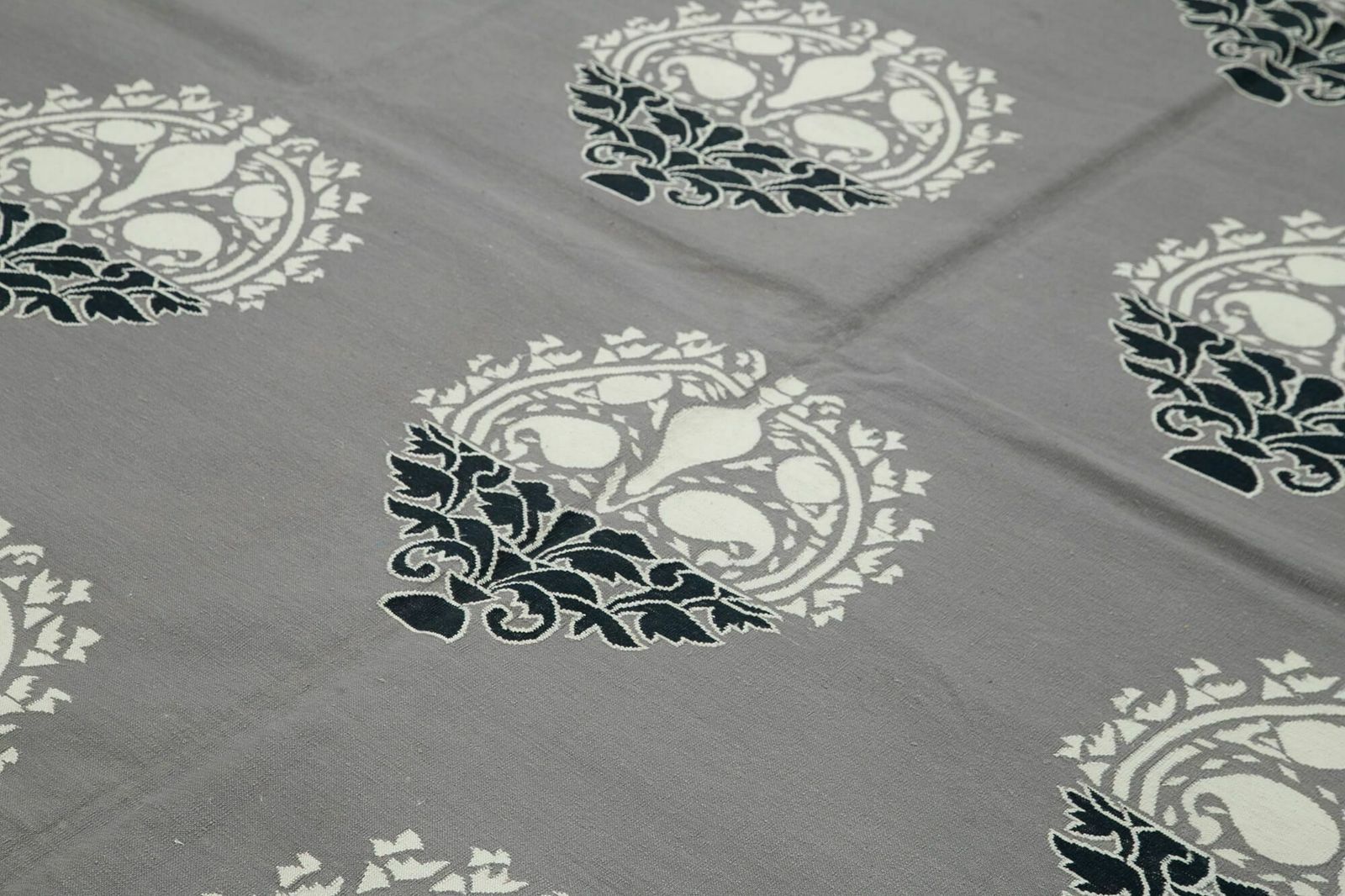 9x12 Grey Dhurrie Rug, Late 20th Century photo 1923.0