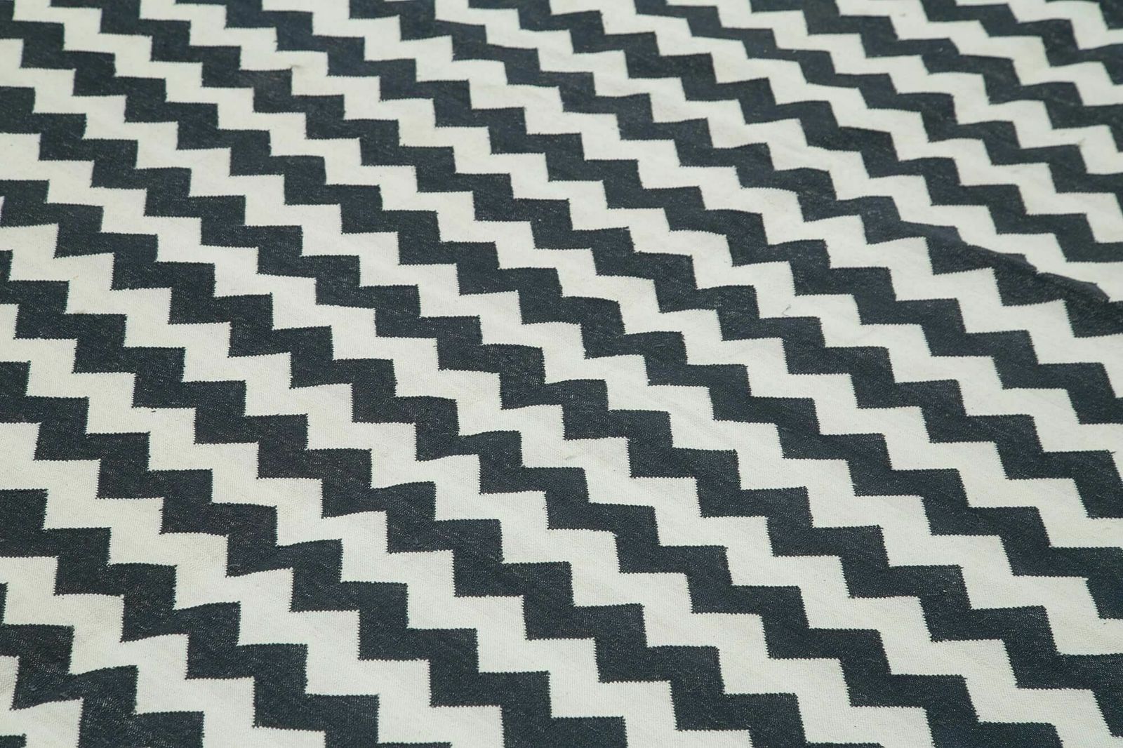 10x14 Black Dhurrie Rug, Late 20th Century photo 2441.0