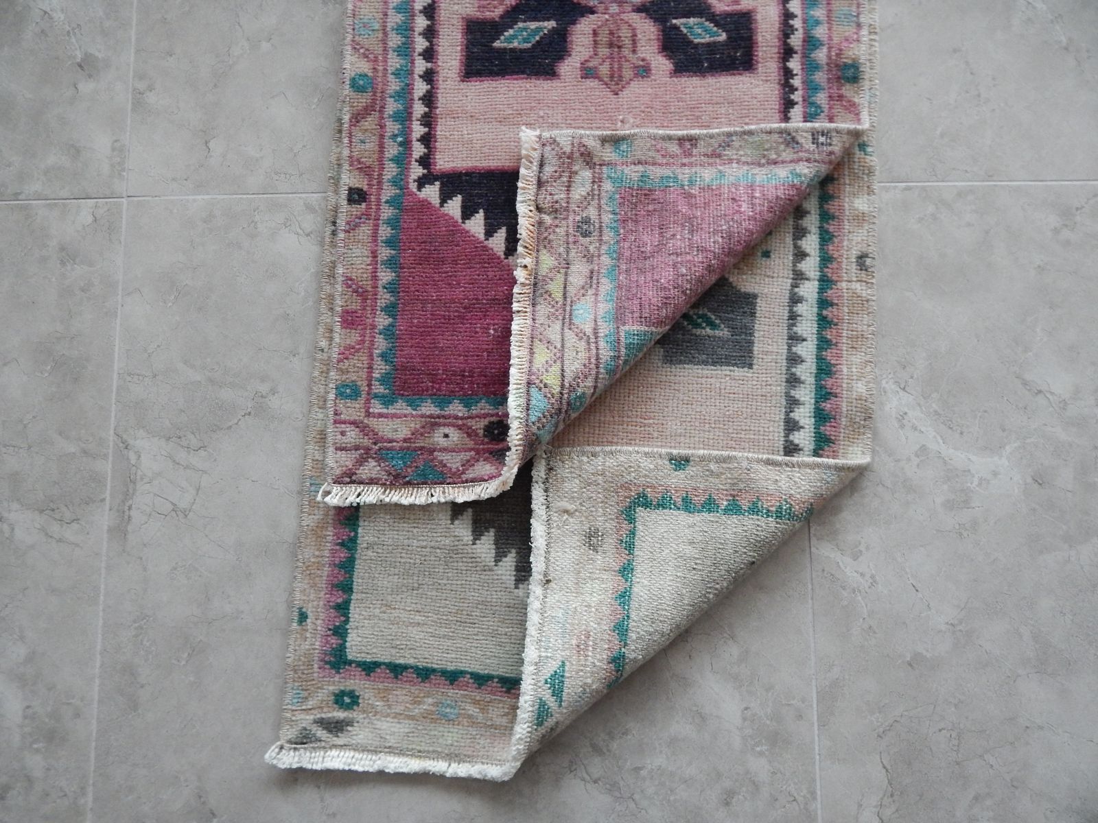 Traditional Handwoven Oushak Wool Yastik Rug 1'7" X 2'11"   Set Of Two photo 350.0