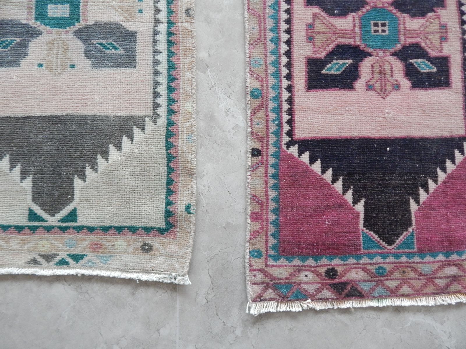 Traditional Handwoven Oushak Wool Yastik Rug 1'7" X 2'11"   Set Of Two photo buy