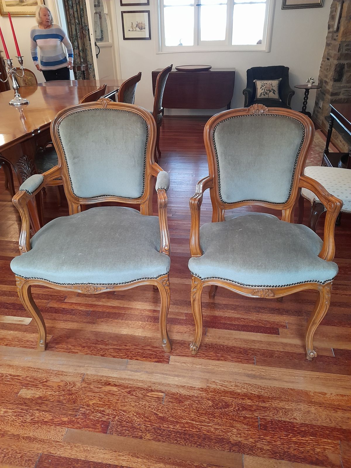 Louis XV Style Extendable Parquet Dining Table And 8 Chairs. photo vintage