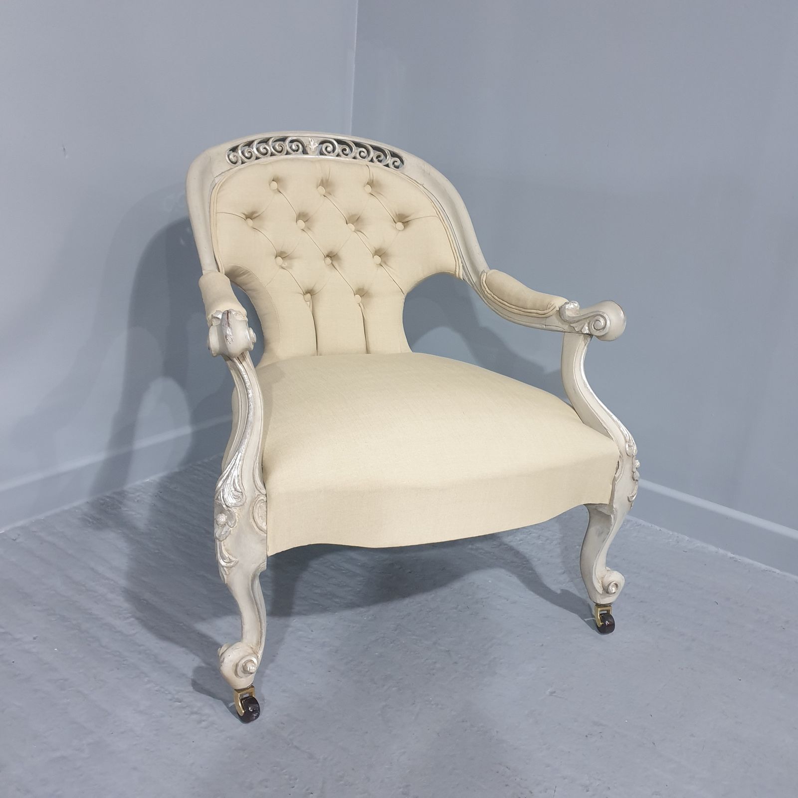 Lovely English Painted And Silver Gilt Chair photo for sale
