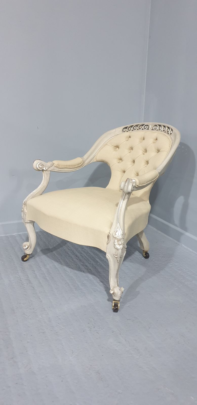 Lovely English Painted And Silver Gilt Chair photo vintage