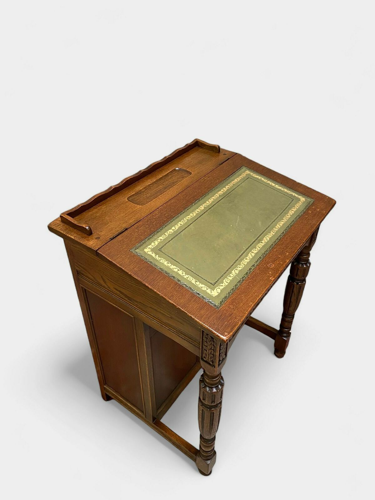 photo furniture Vintage Jaycee Furniture Oak Davenport Writing Desk C1970