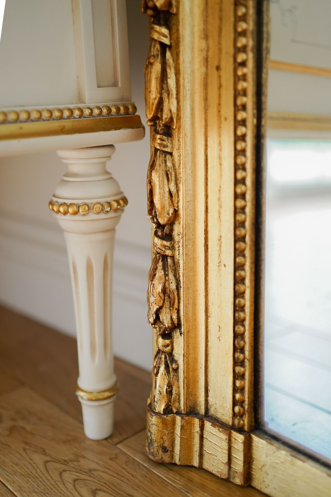 French Antique Large Mirror Gilt Camel Crested Louis XV photo vintage