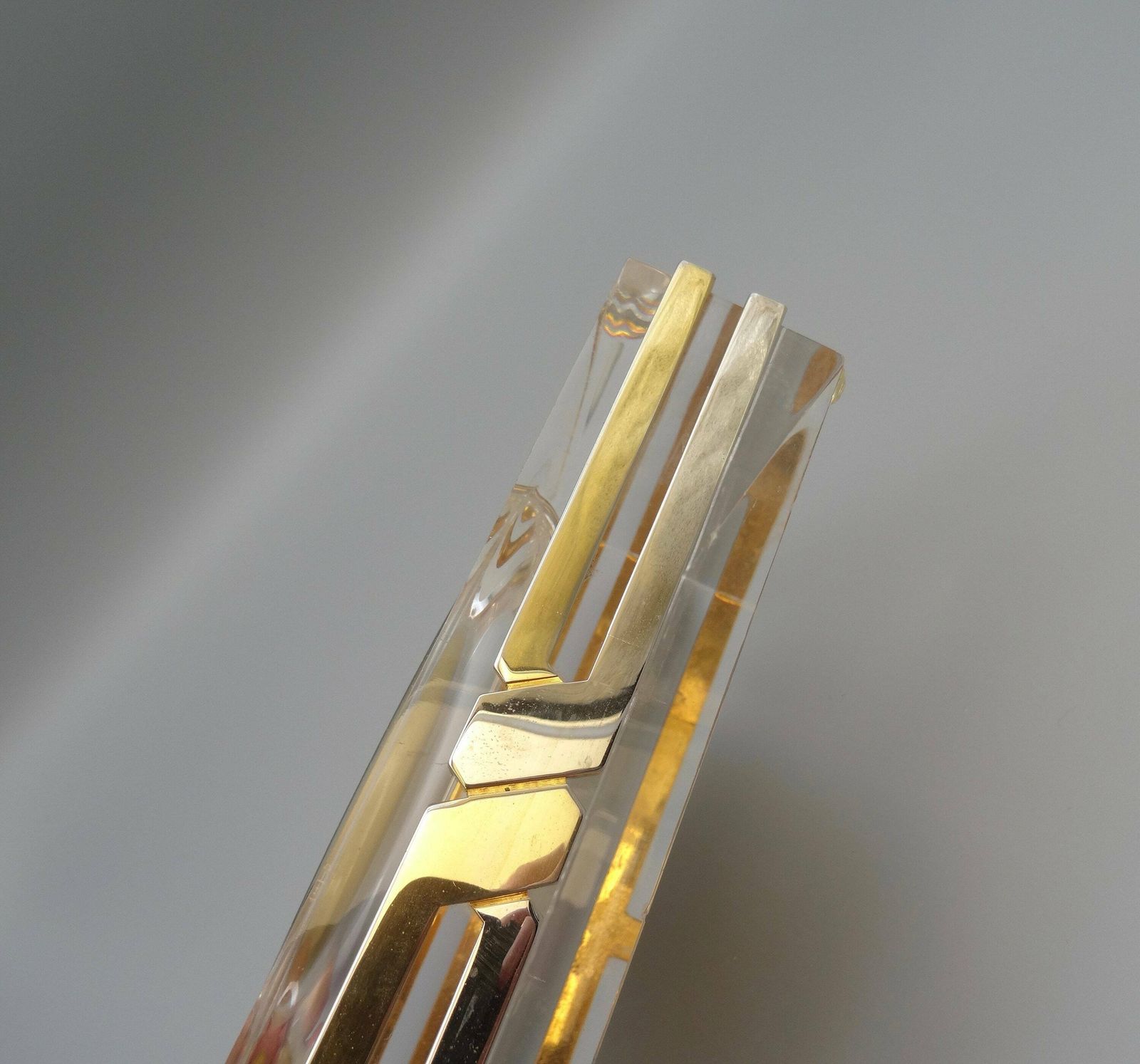 photo for sale Mid Century Minimalist Clear Acrylic Lucite & Chrome Catch All Bowl Trinket By Felice Antonio Botta