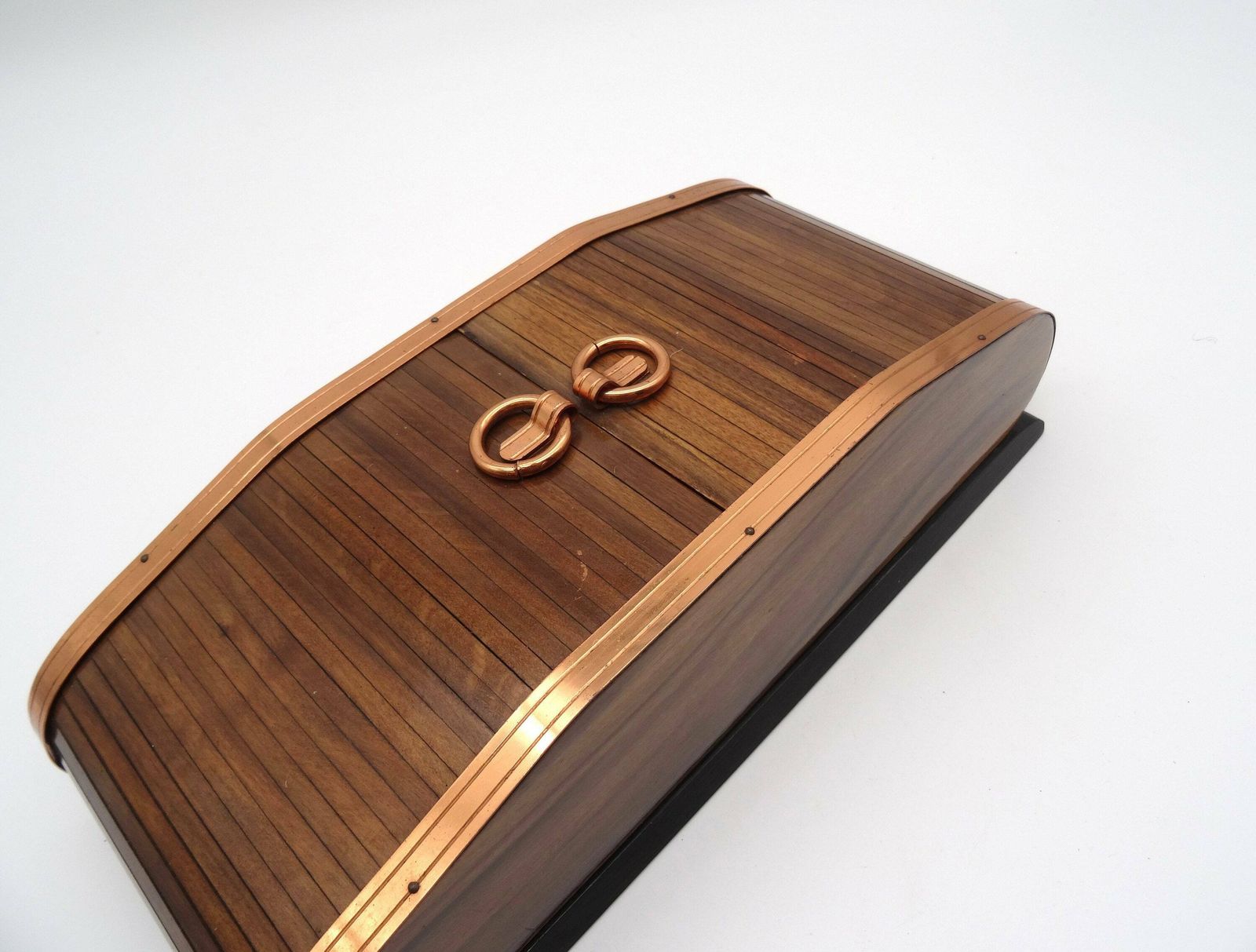 Stunning Art Deco Wooden Double Roll Top Jewelry Box France 1930 photo 454.0