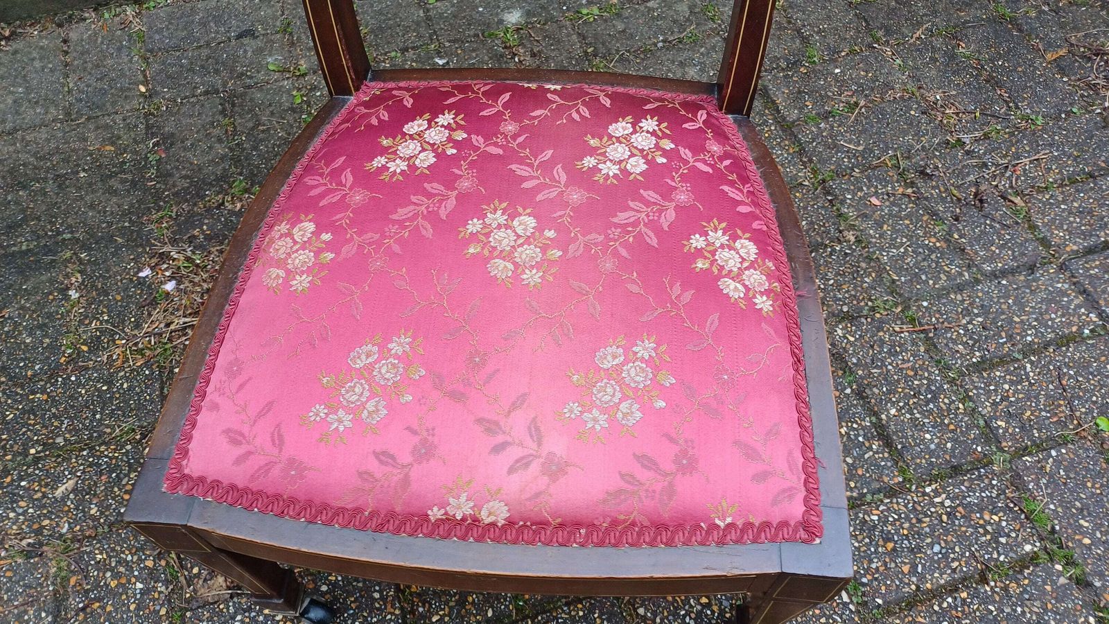 Vintage Inlaid Upholstered Occasional Bedroom Chair Vgc photo for sale