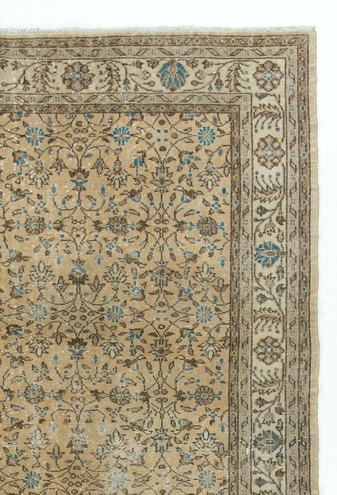 7.5x11 Ft Large Hand Knotted Vintage Anatolian Wool Area Rug With Floral Design photo for sale