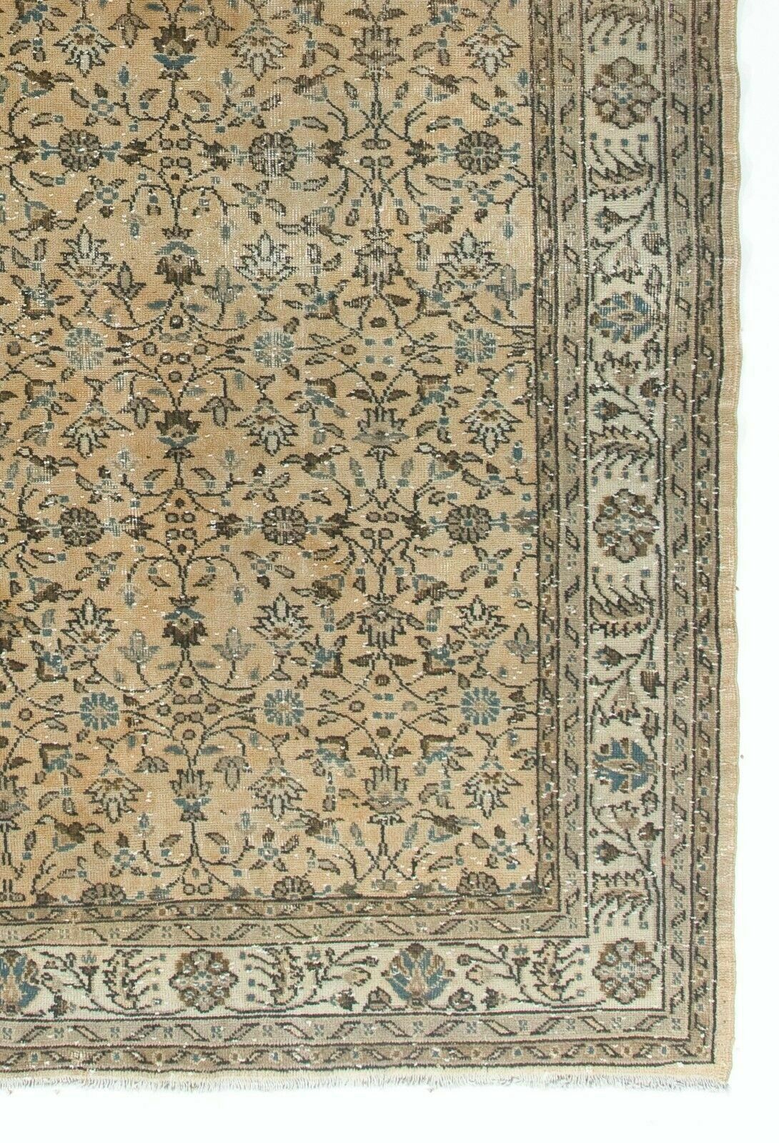 7.5x11 Ft Large Hand Knotted Vintage Anatolian Wool Area Rug With Floral Design photo 972.0