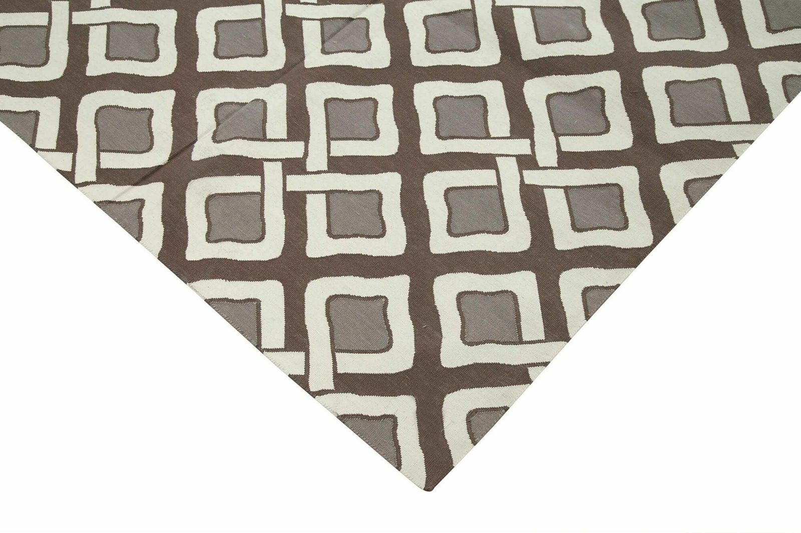 9x12 Brown Dhurrie Rug, Late 20th Century photo Textiles