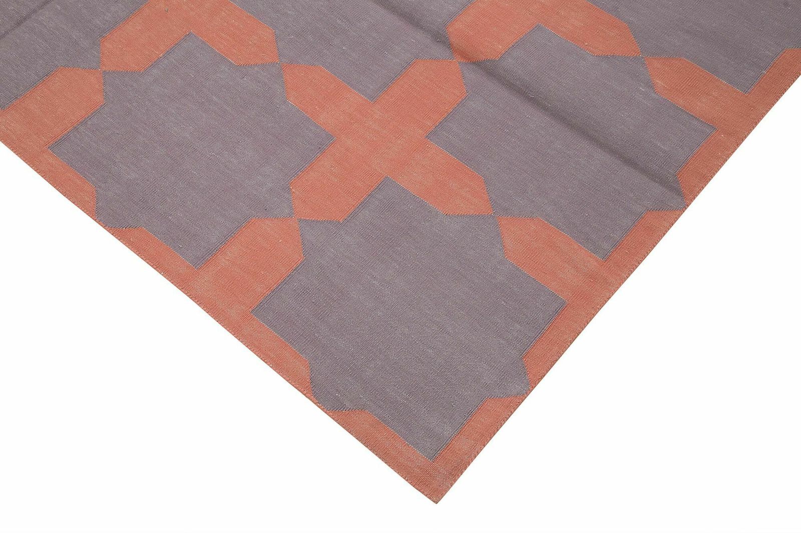 6x9 Purple Dhurrie Rug, Oriental photo Textiles