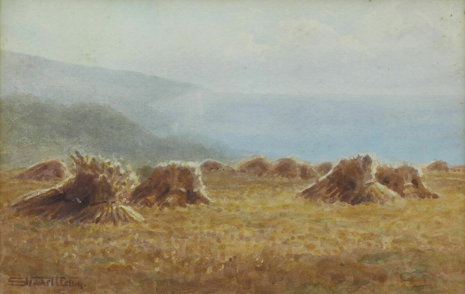 Watercolour By Walter Robert Stewart Acton. Sussex Downs, Near Eastbourne photo furniture