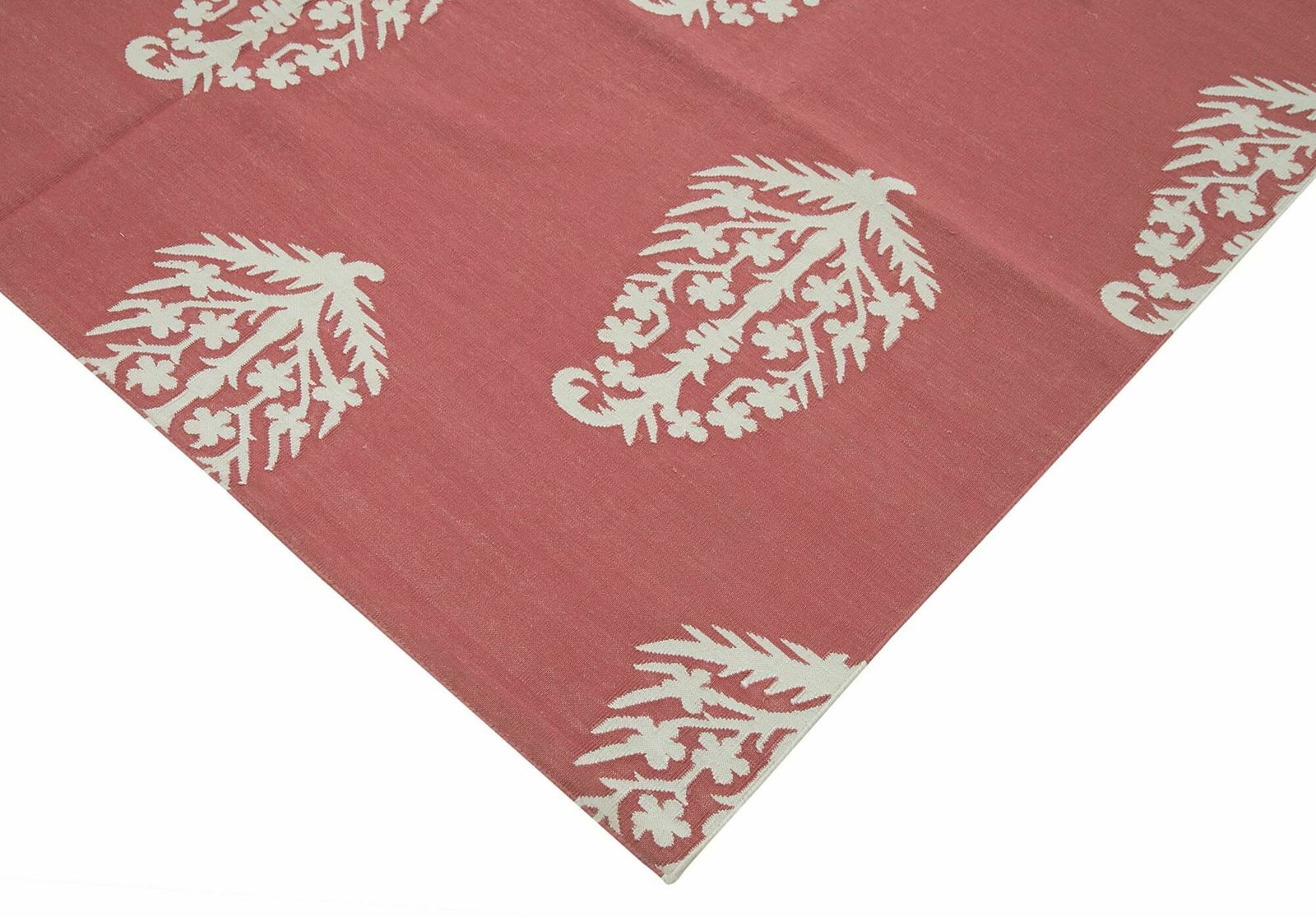 6x9 Red Dhurrie Rug, Oriental photo Textiles